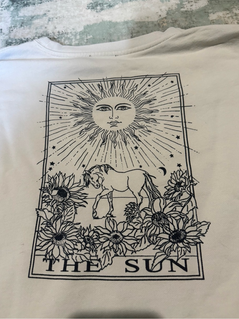 J.Crew Re-Imagined The Sun Tarot Sweatshirt M- sm hole